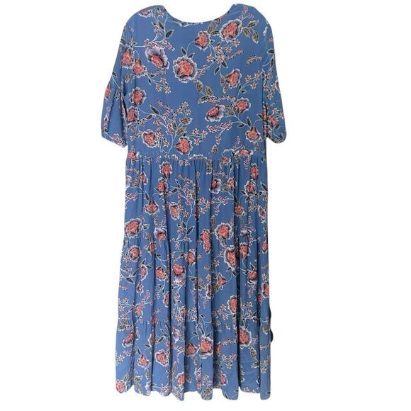 Jade by Johnny Was Wallace Silk Midi Dress Women's Small Blue Floral Cottage NEW - Picture 3 of 9